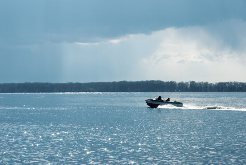 White boat on the ocean