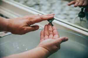 washing hands with soap